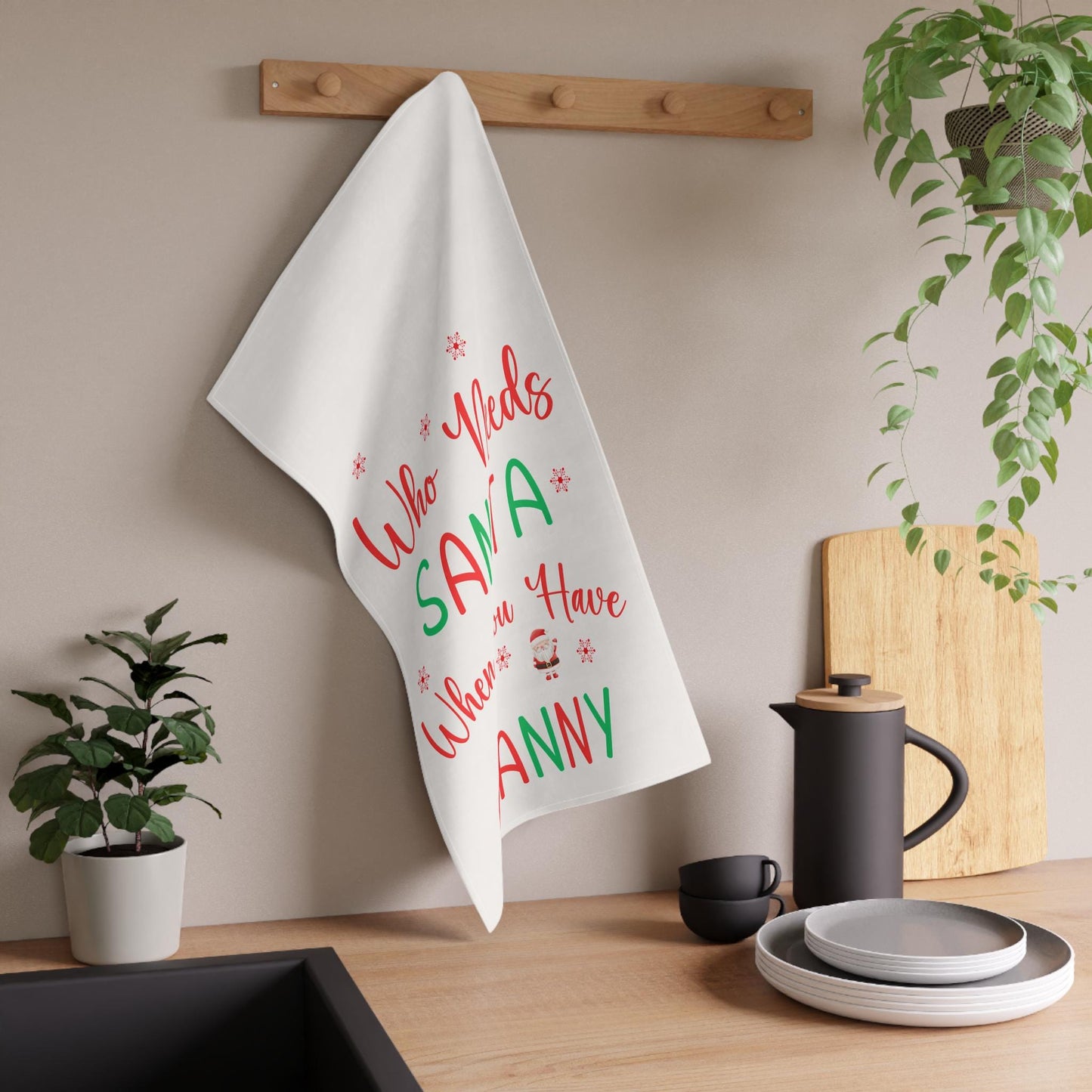 Who Needs Santa When You Have Granny Christmas Towel | Funny Holiday Gift for Grandma | Festive Kitchen Decor | Granny Christmas Gift