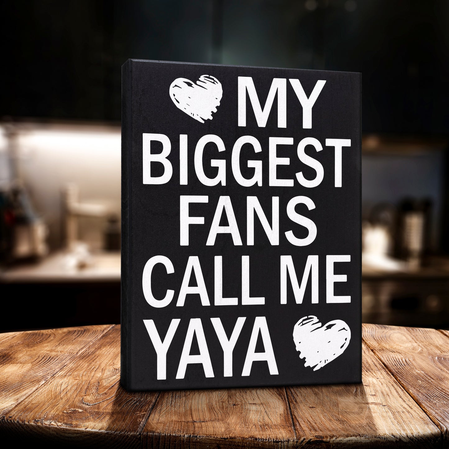 JennyGems Gifts for Yaya, Yaya Gifts from Grandkids, My Biggest Fans Call Me Yaya Wood Sign, Yaya Gifts for Christmas, Yaya Birthday Gifts