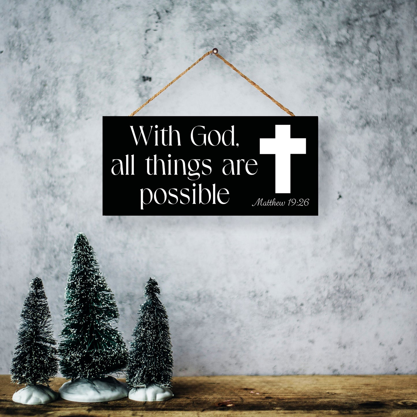 With God All Things Are Possible Inspirational Bible Verse Decor, Faith-Based Christian Home Decoration, Scripture Wall Art
