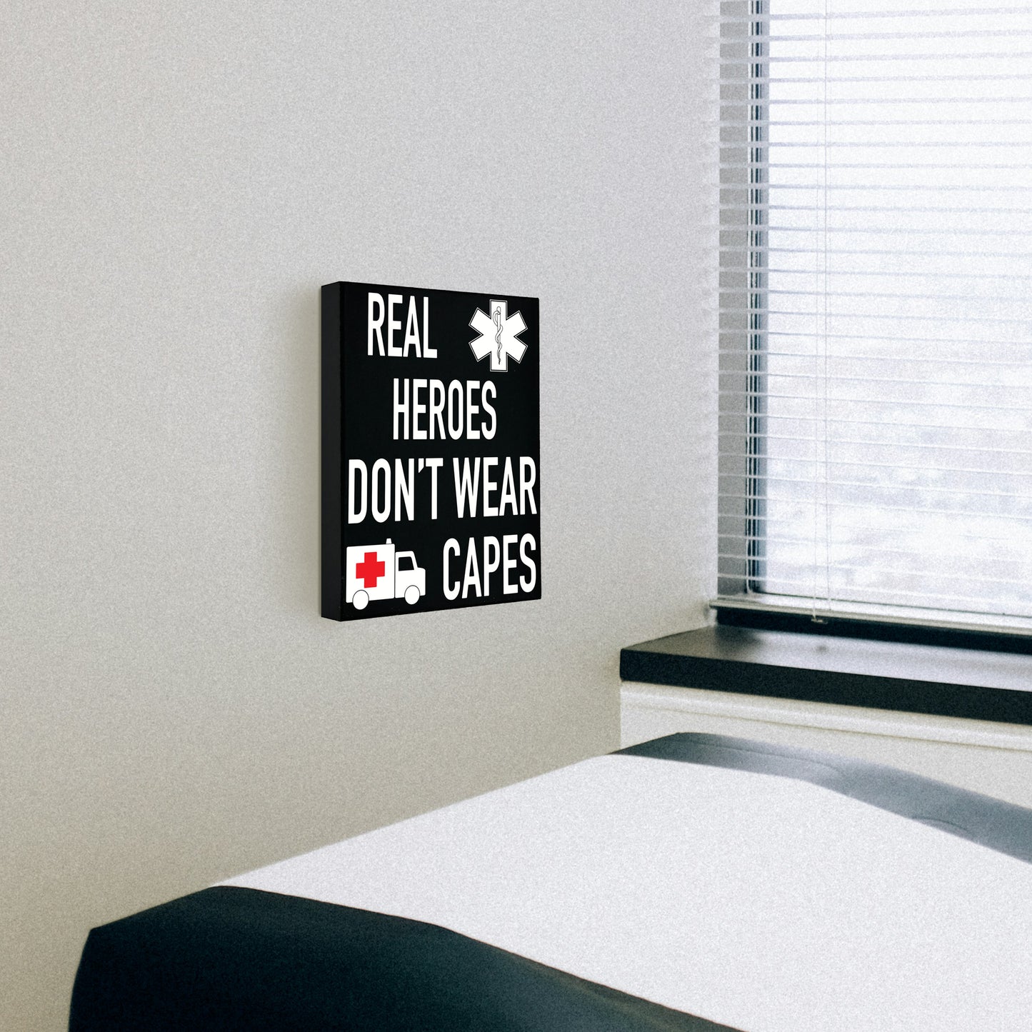 JennyGems Real Heroes Don't Wear Capes, EMT Sign, Paramedic Gifts, First Responder Signs, EMT Graduation Gift, EMT Gifts, EMS Sign, Ambulance Driver Gifts, Made in USA