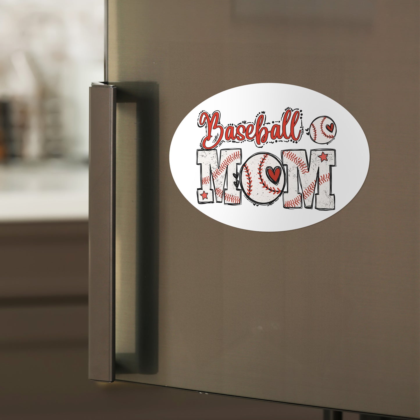 Baseball Mom Magnet - 4x6 Inch Oval for Car or Fridge | Proud Baseball Mom Gift, Made in USA