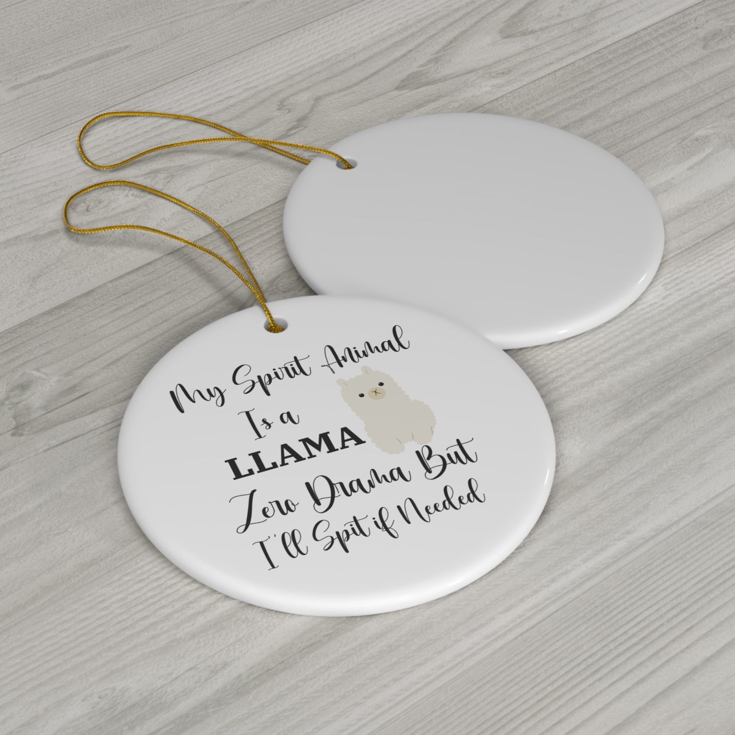 Llama Lover Gift - Funny Christmas Llama Spirit Animal Decor, No Drama Animal Lover Gift, Quirky Xmas Decoration, Unique Tree Ornament,