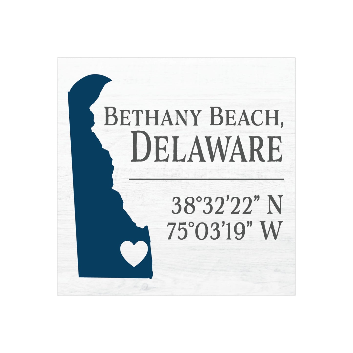 Bethany Beach Delaware Coordinates Sign Wood Shelf Sitter or Wall Hanging