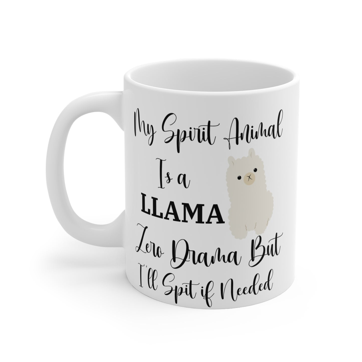 Llama Mug 11oz, Funny Llama Lover Gift, No Drama Spit, Animal Spirit Llama Cup, Llama Coffee Mug