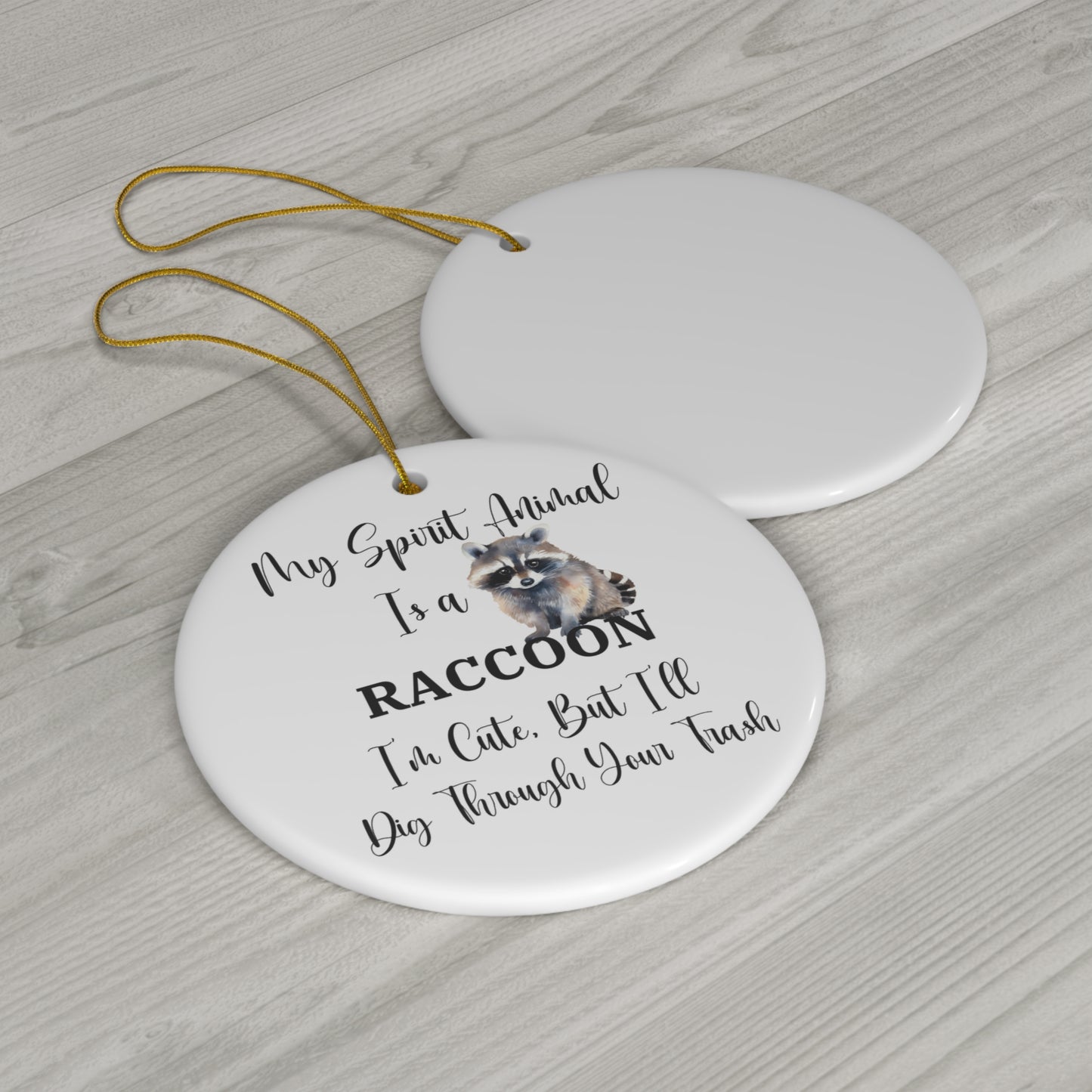 Raccoon Spirit Animal, Cute but Mischievous Holiday Decor, Animal Lover Gift, Quirky Xmas Decoration, Unique Tree Ornament