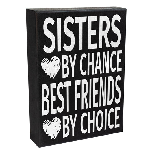 JennyGems Sister Gifts from Sister, Sisters by Chance Best Friends by Choice Wood Sign, Gifts for Sister, Sister in Law, Sister Birthday Gifts from Sister, Best Sister Gifts, Inspirational Gifts