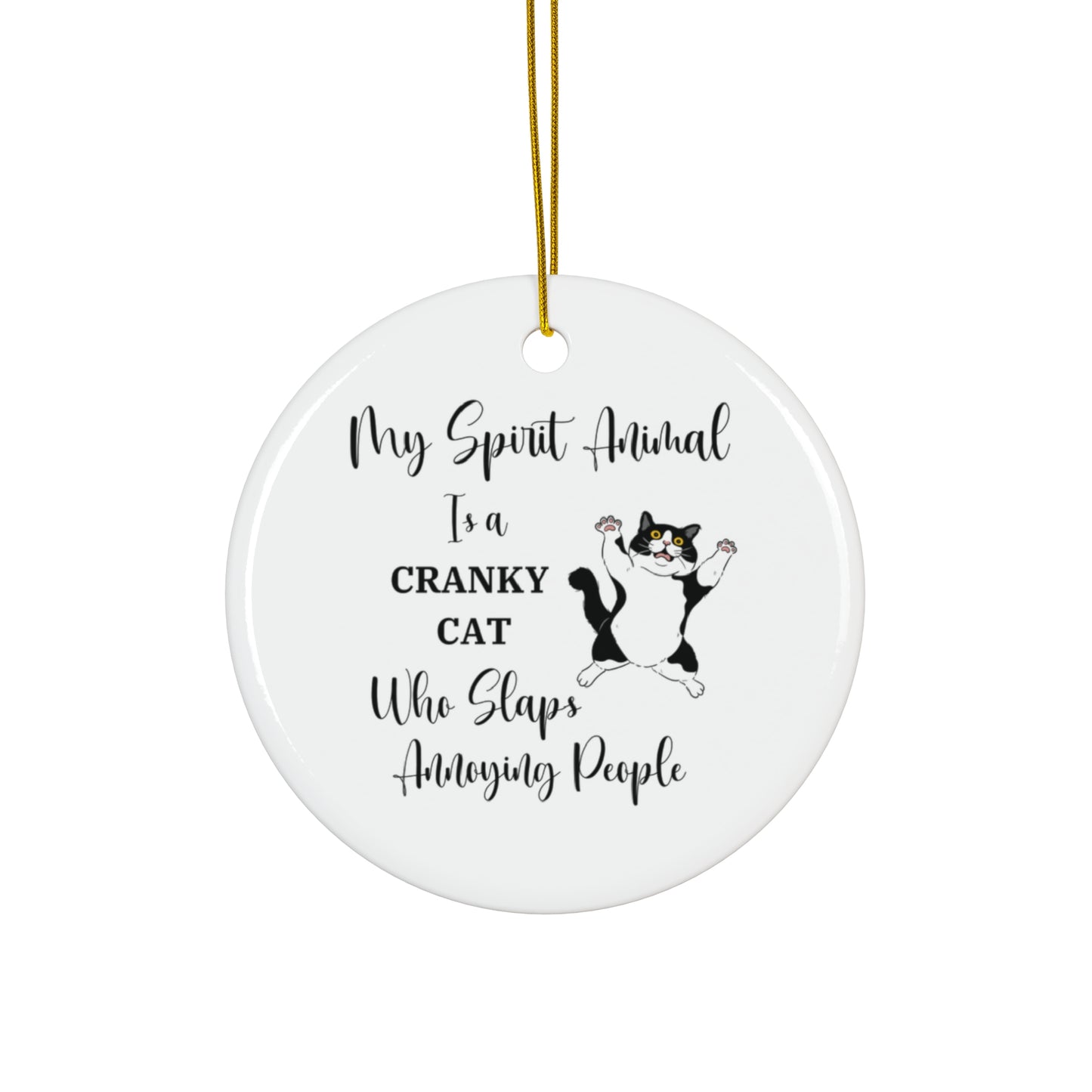 Funny Cat Mom Gift, Cranky Cat Ornament, My Spirit Animal Slaps Annoying People, Funny Cat Lover Gift, Cat Humor