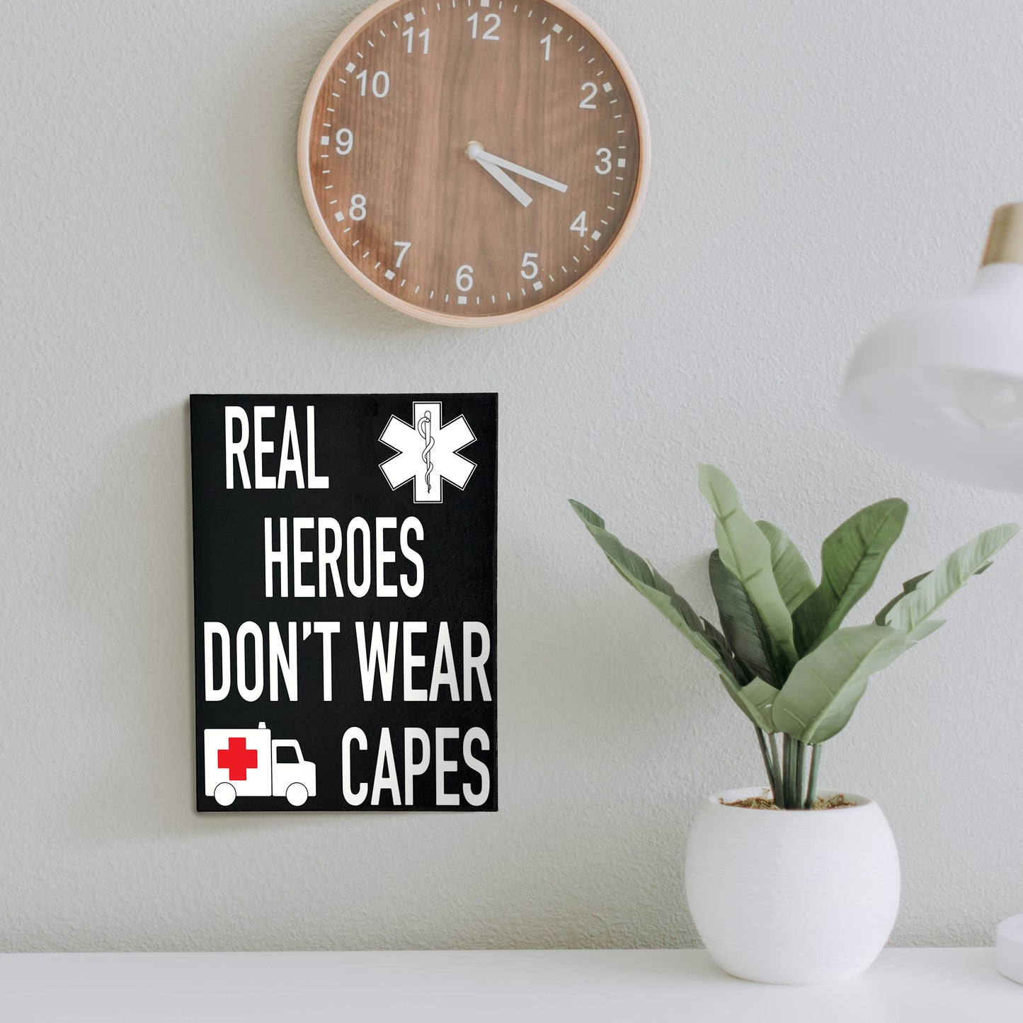 JennyGems Real Heroes Don't Wear Capes, EMT Sign, Paramedic Gifts, First Responder Signs, EMT Graduation Gift, EMT Gifts, EMS Sign, Ambulance Driver Gifts, Made in USA
