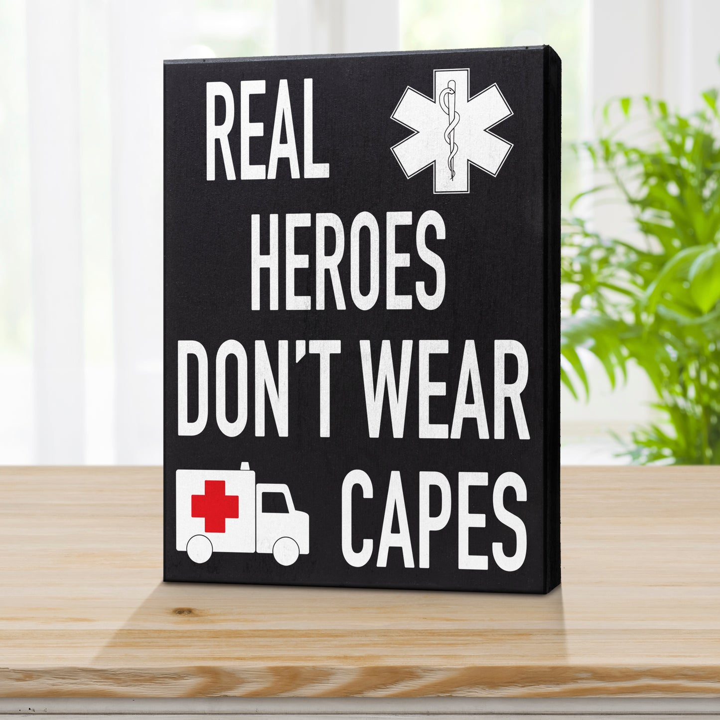 JennyGems Real Heroes Don't Wear Capes, EMT Sign, Paramedic Gifts, First Responder Signs, EMT Graduation Gift, EMT Gifts, EMS Sign, Ambulance Driver Gifts, Made in USA