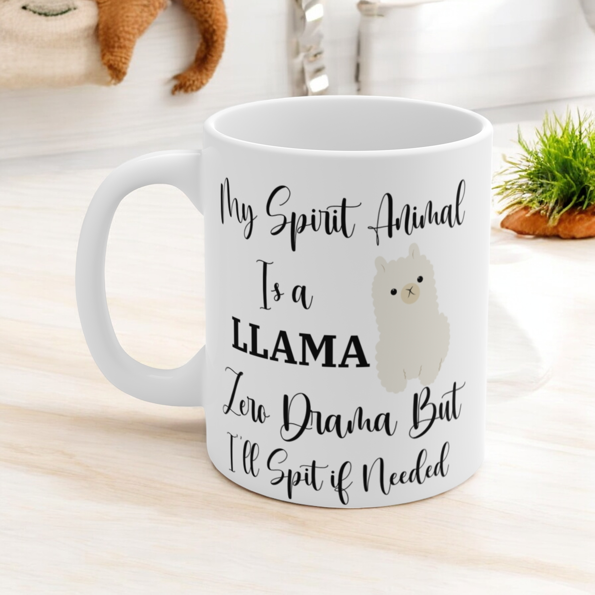 Llama Mug 11oz, Funny Llama Lover Gift, No Drama Spit, Animal Spirit Llama Cup, Llama Coffee Mug
