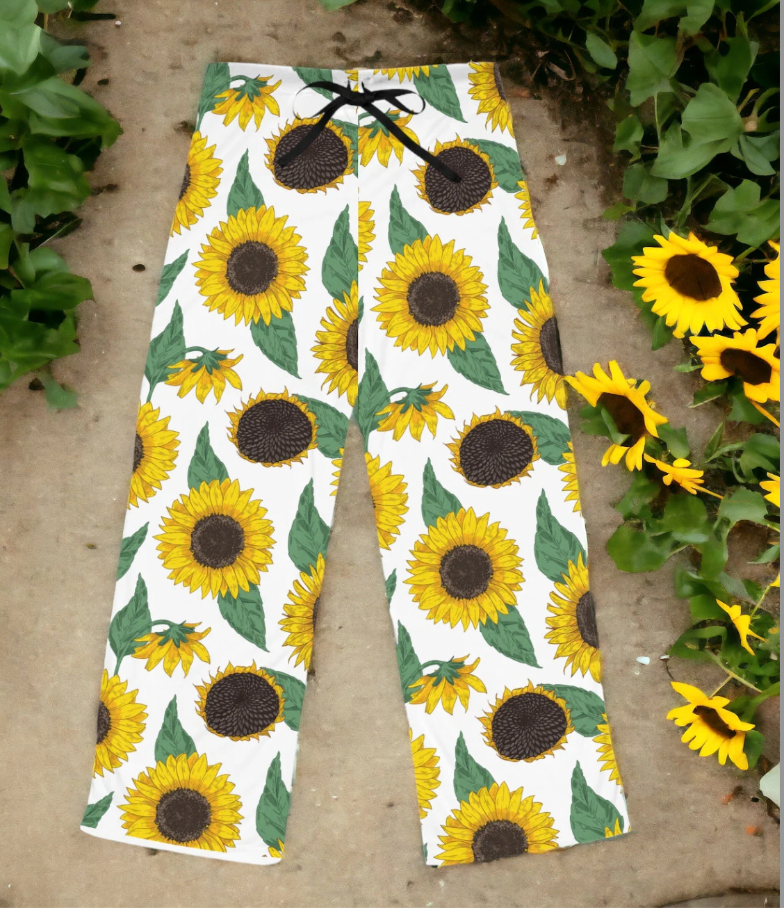 Womens Sunflower Pajama Pants, Cozy Loungewear Bottoms, Sunflower Gifts for Her, Comfortable Sleepwear