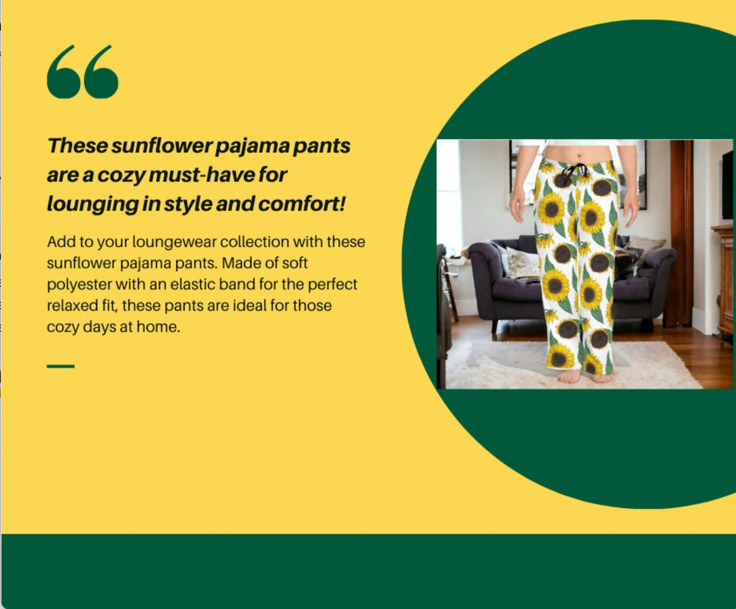 Womens Sunflower Pajama Pants, Cozy Loungewear Bottoms, Sunflower Gifts for Her, Comfortable Sleepwear