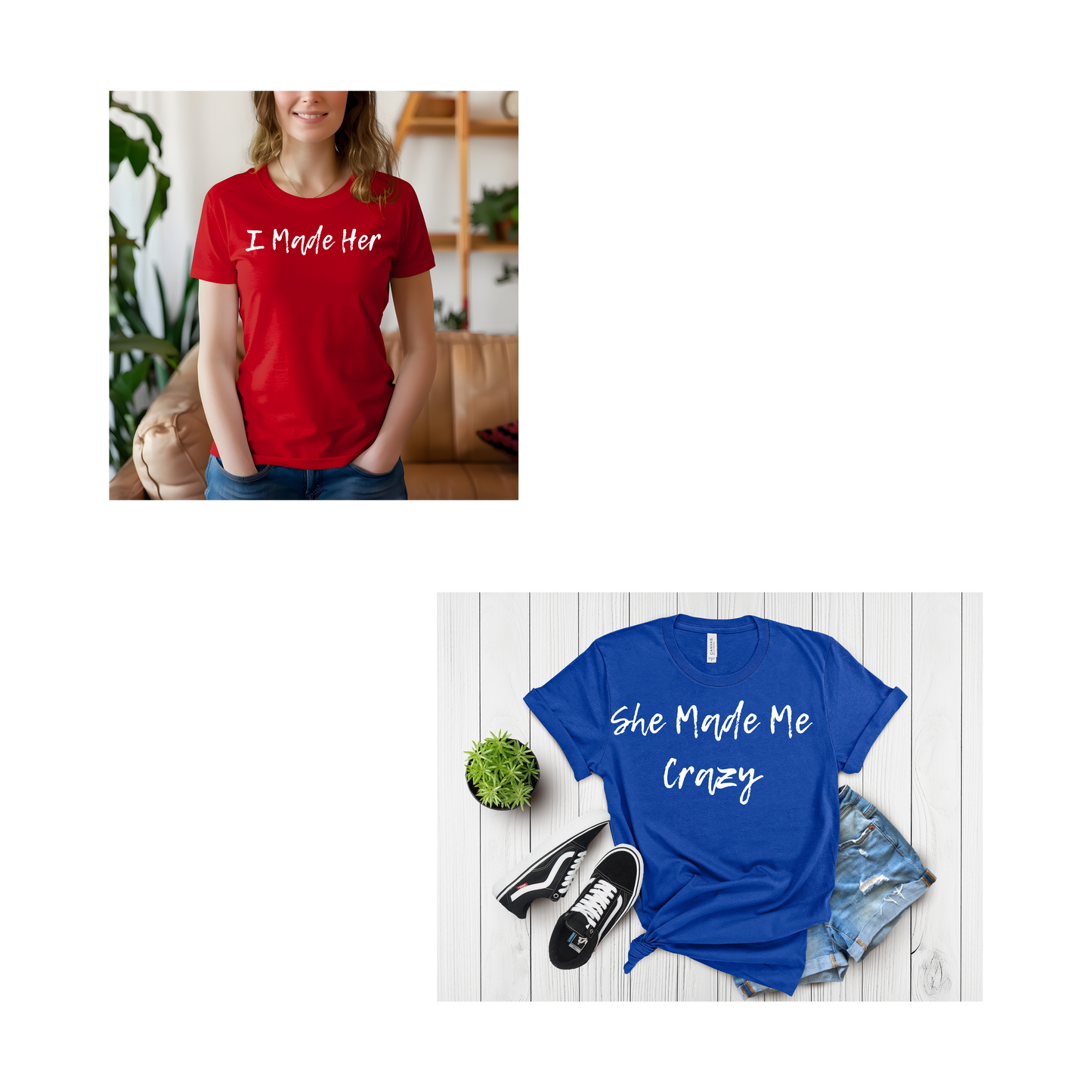 Mom Daughter Matching Shirts - I Made Her - She Made Me Crazy T-Shirts, Funny Mothers Day Birthday Gift, Adult Daughter and Mom, Grown