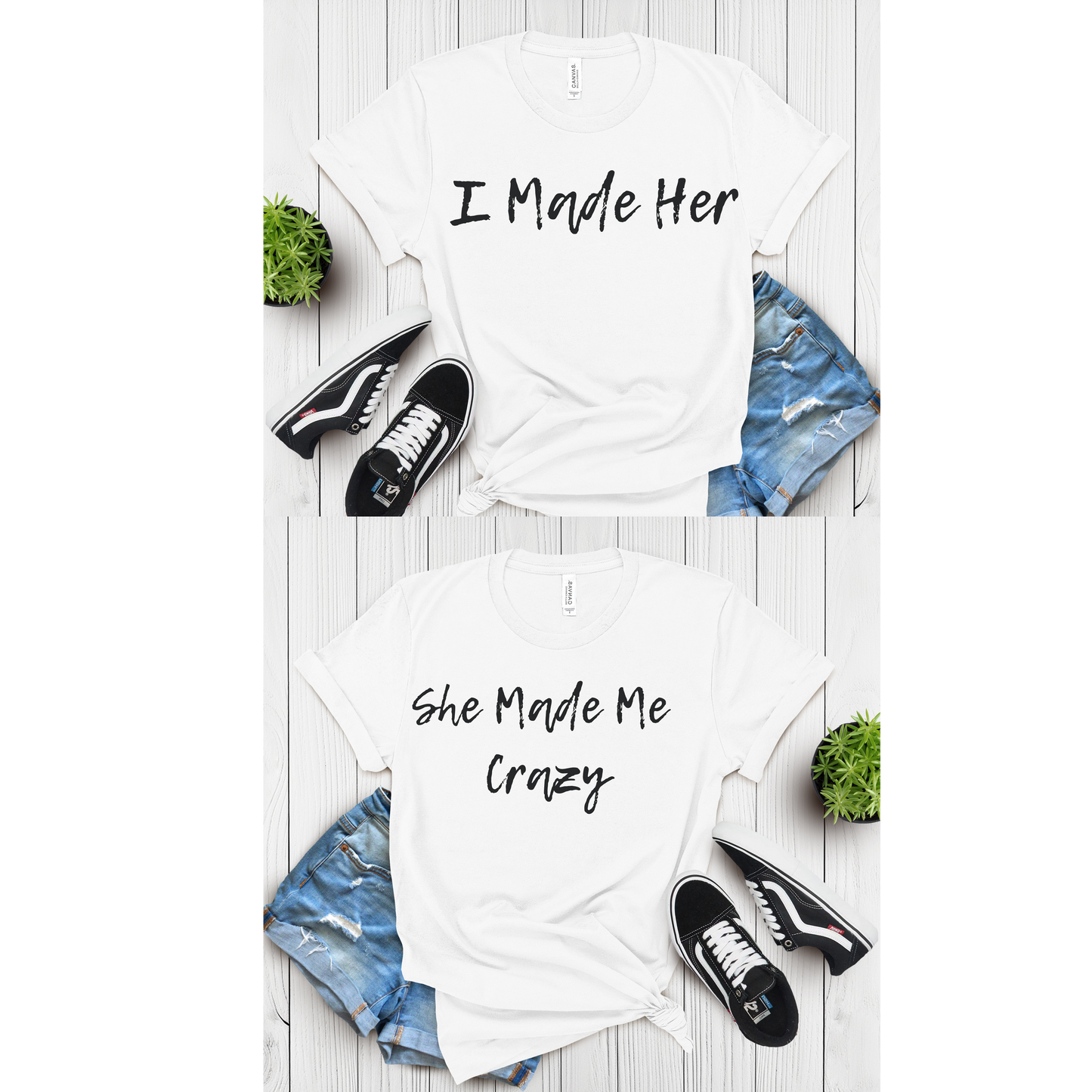 Mom Daughter Matching Shirts - I Made Her - She Made Me Crazy T-Shirts, Funny Mothers Day Birthday Gift, Adult Daughter and Mom, Grown