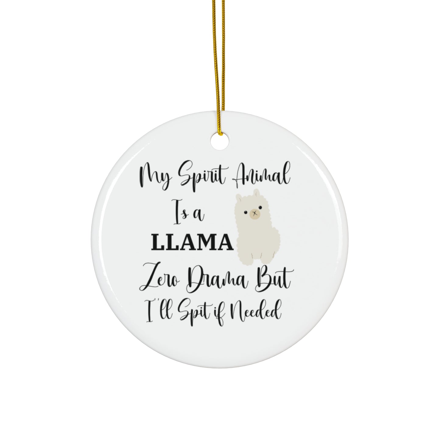 Llama Lover Gift - Funny Christmas Llama Spirit Animal Decor, No Drama Animal Lover Gift, Quirky Xmas Decoration, Unique Tree Ornament,