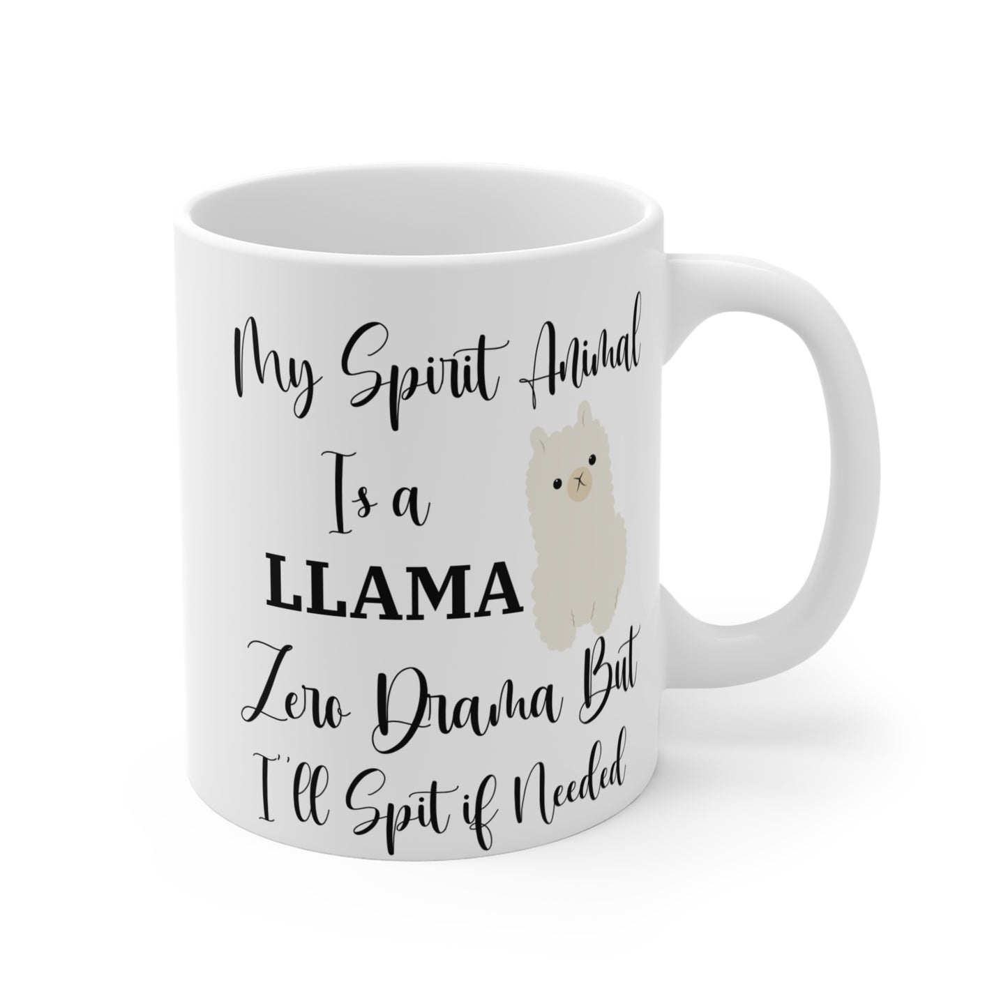 Llama Mug 11oz, Funny Llama Lover Gift, No Drama Spit, Animal Spirit Llama Cup, Llama Coffee Mug