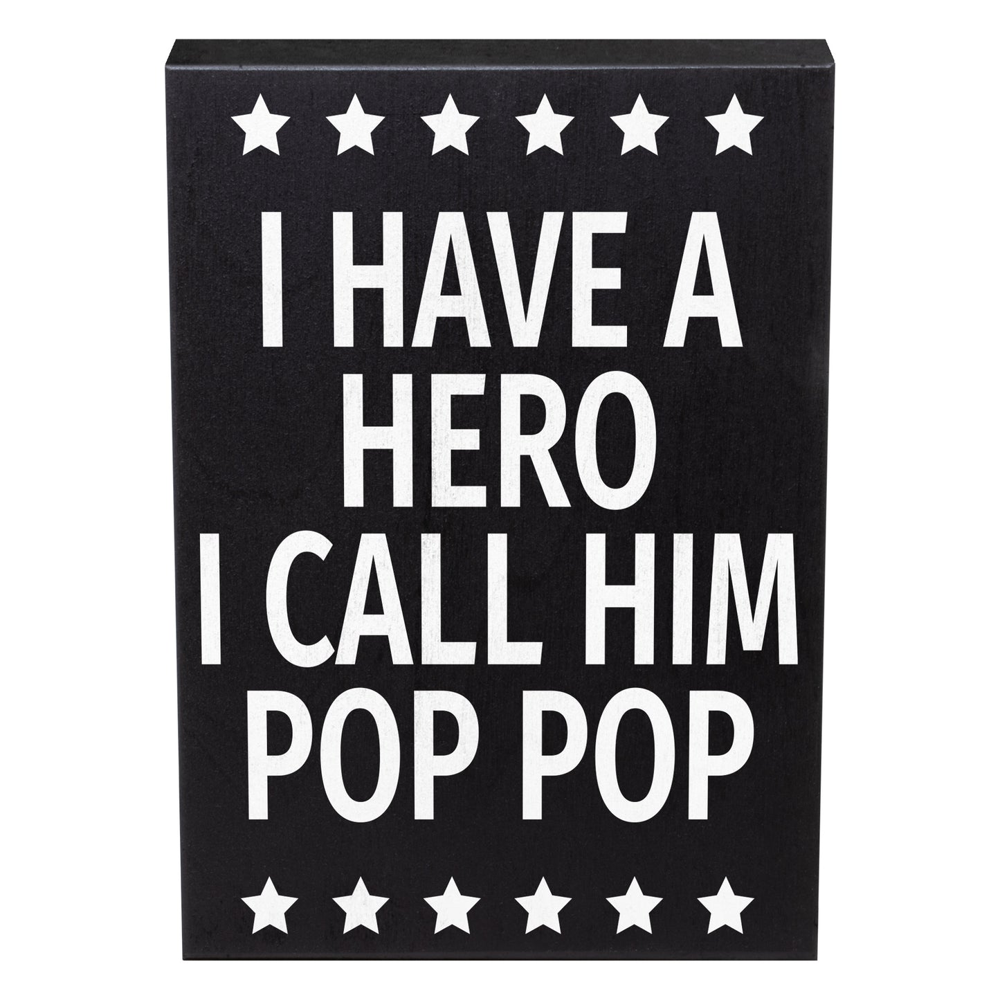 JennyGems Pop Pop Gifts from Grandson Granddaughter, Gifts for Pop Pop, I Have A Hero I Call Him Pop Pop Wood Sign, Gifts for Grandpa