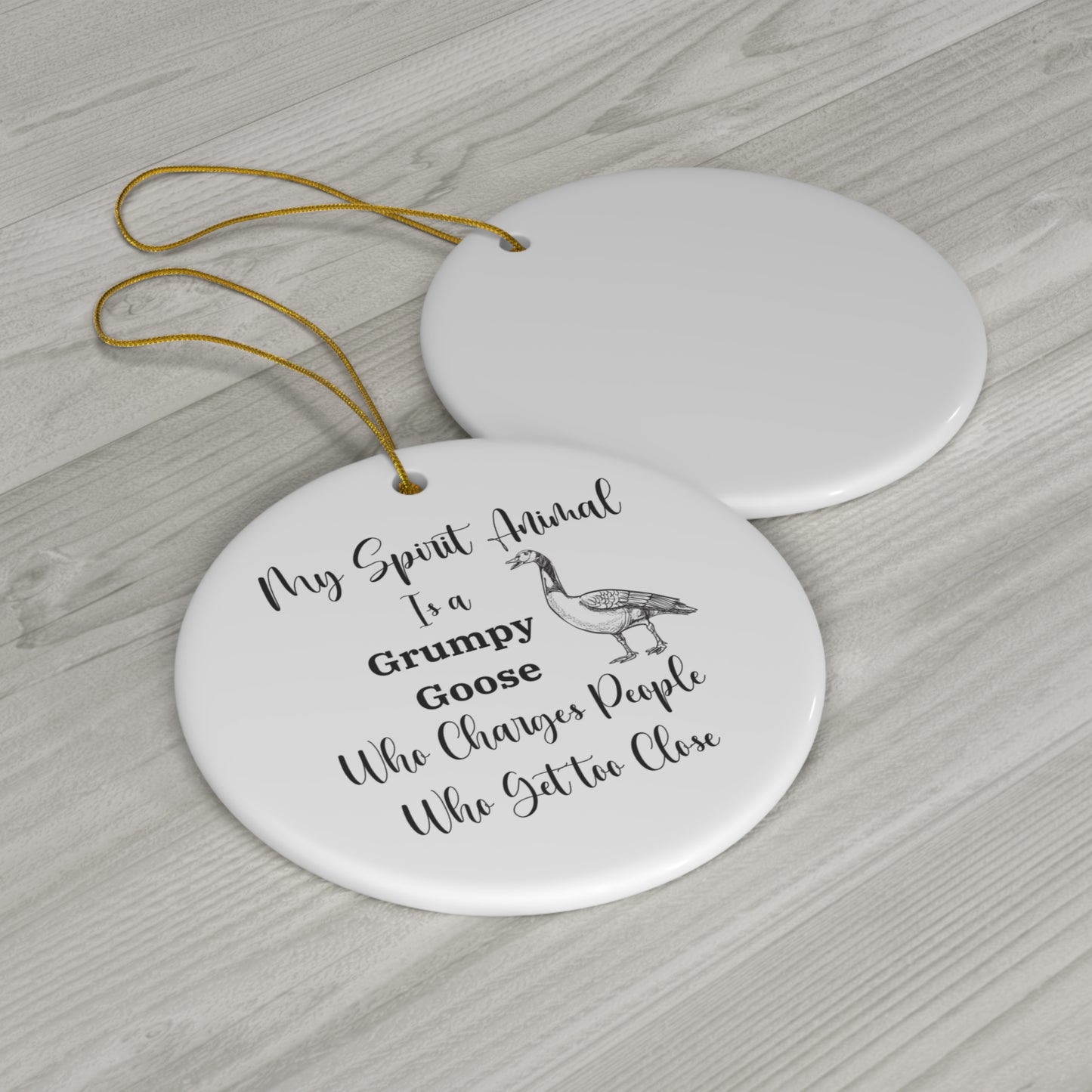 Funny Christmas Ornament - Grumpy Goose Spirit Animal, Sassy Holiday Decor, Animal Lover Gift, Quirky Xmas Decoration, Unique Tree Ornament