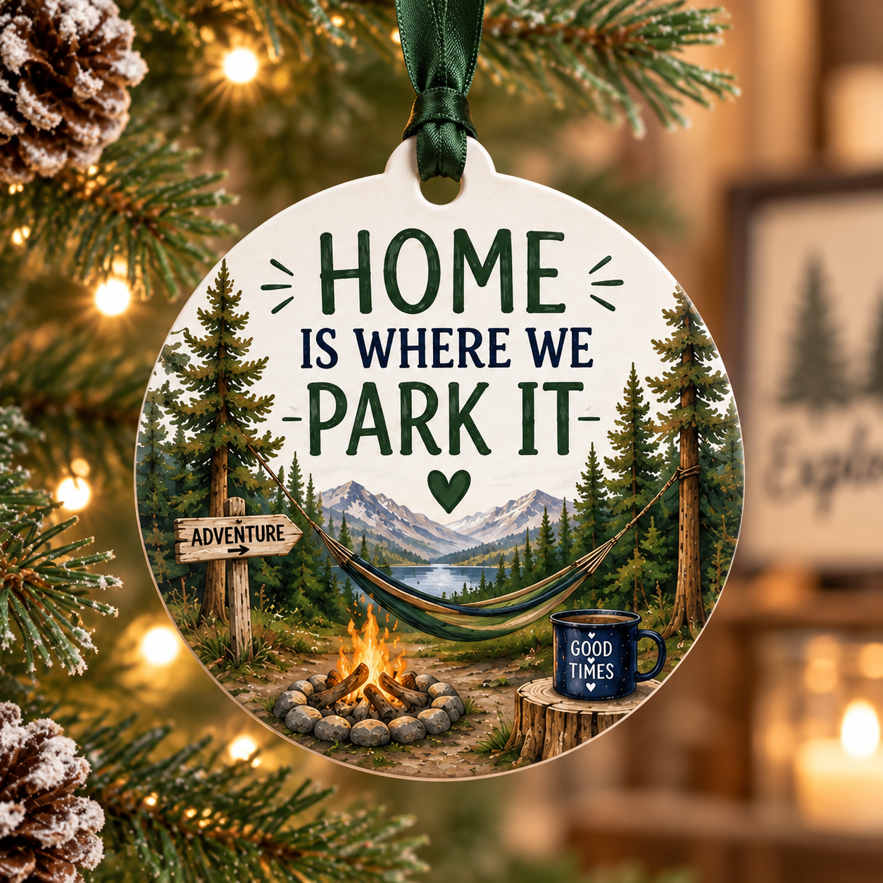 Home is Where You Park It - Camping Christmas Ornament