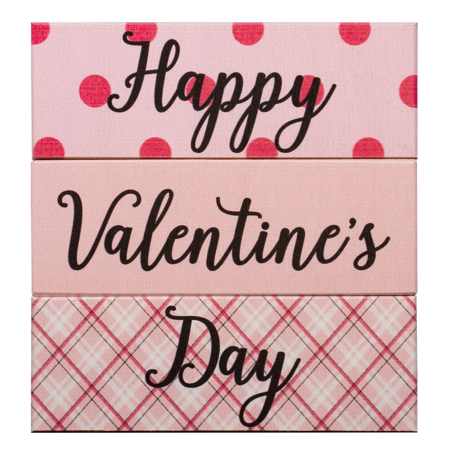 JennyGems Happy Valentines Day Sign Decor Gift, Valentine's Day Decorations, Valentines Day Gift Signs, Set of 3 Mini Block Set, 5.5x2x.75 Inches Each, Valentine's Decor, American Made