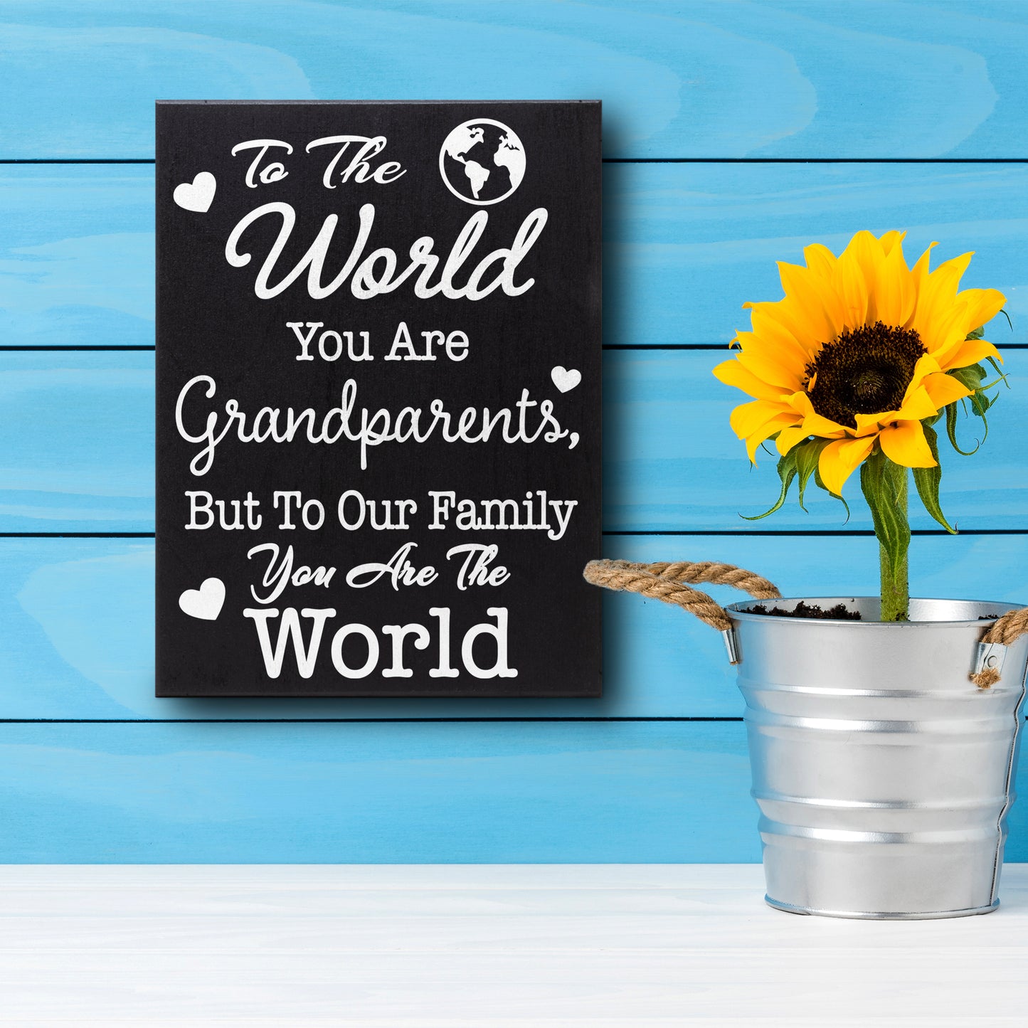 JennyGems To the World You are Grandparents, but to our Family You are the World Wood Sign