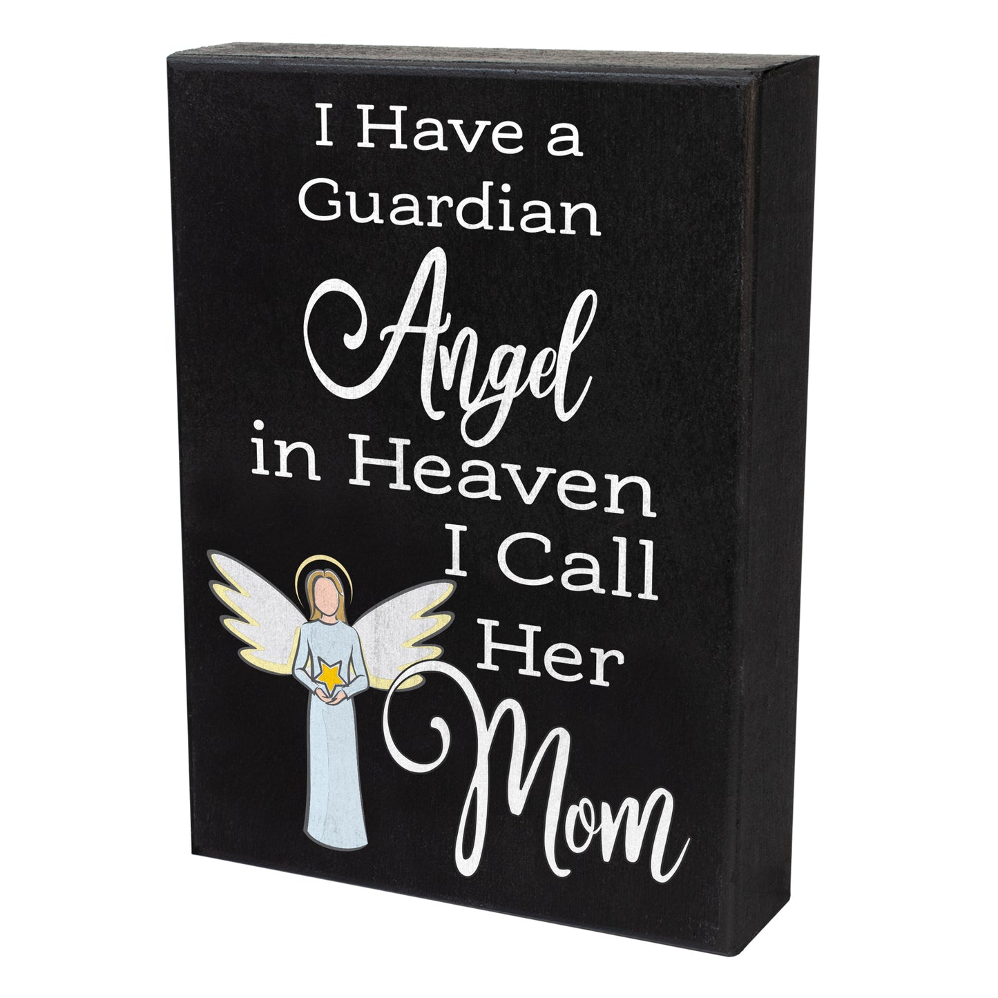JennyGems Sympathy Gifts for Loss of Mother, Guardian Angel Mom in Memory Of Memorial Gifts, 6x8 Inch Wood Sign, Bereavement Gifts Loss of Mom Remembrance Gifts Condolence Gifts