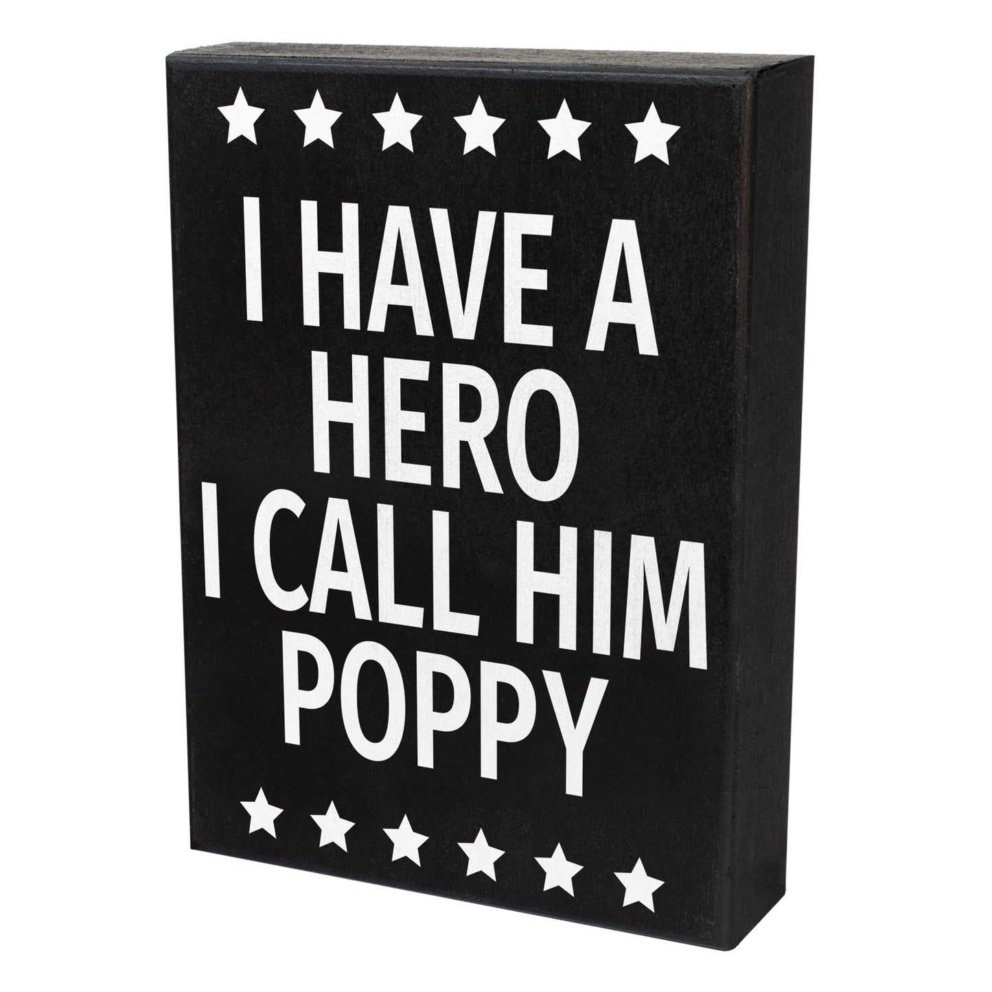 JennyGems Poppy Gifts from Grandson Granddaughter, Gifts for Poppy, I Have A Hero I Call Him Poppy Wood Sign, Poppy Christmas Presents