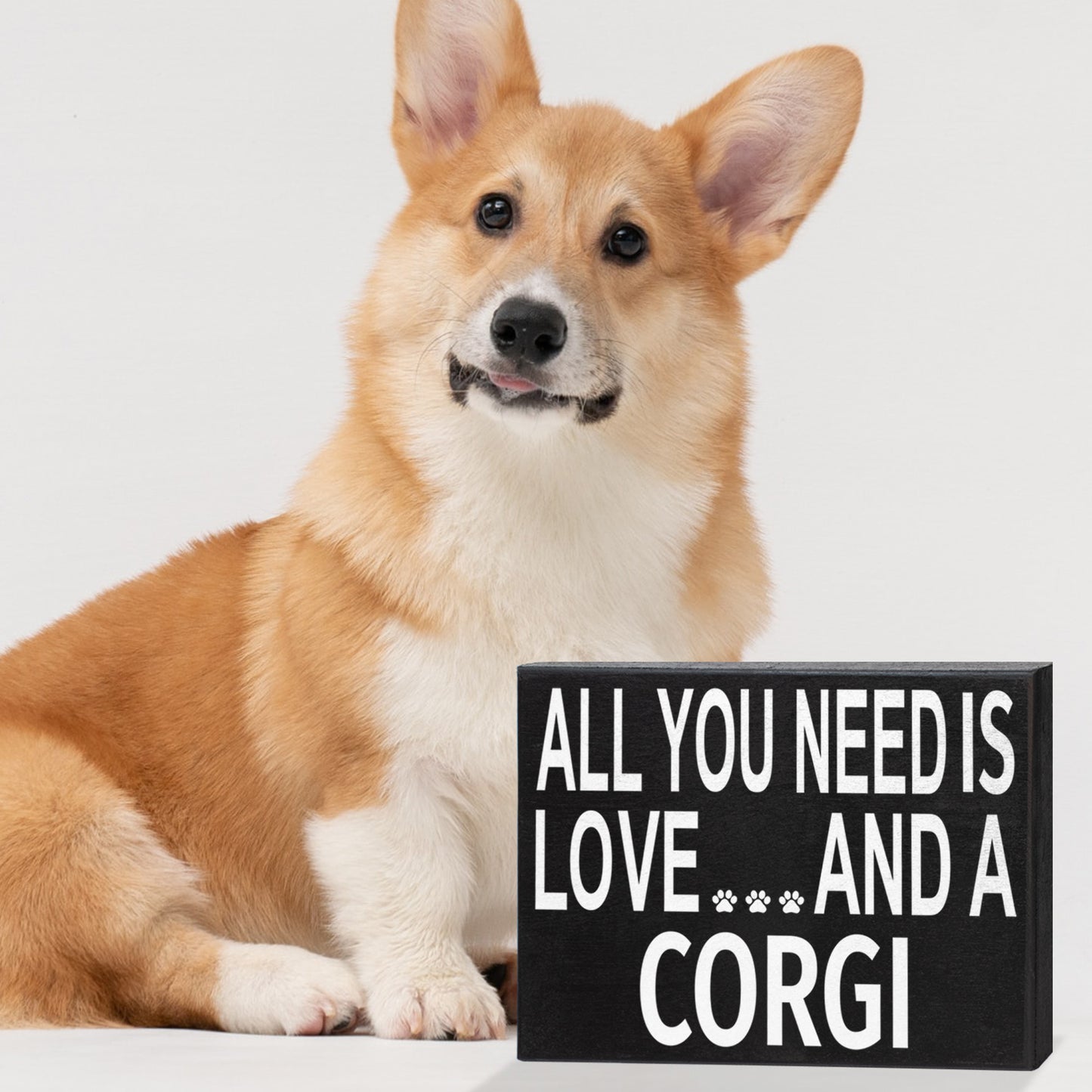 All You Need Is Love And A Corgi - Christmas Corgi Gift, Funny Corgi Decor Sign, Corgi Lover Holiday Wall Art, Made in USA, 8x6 Inches