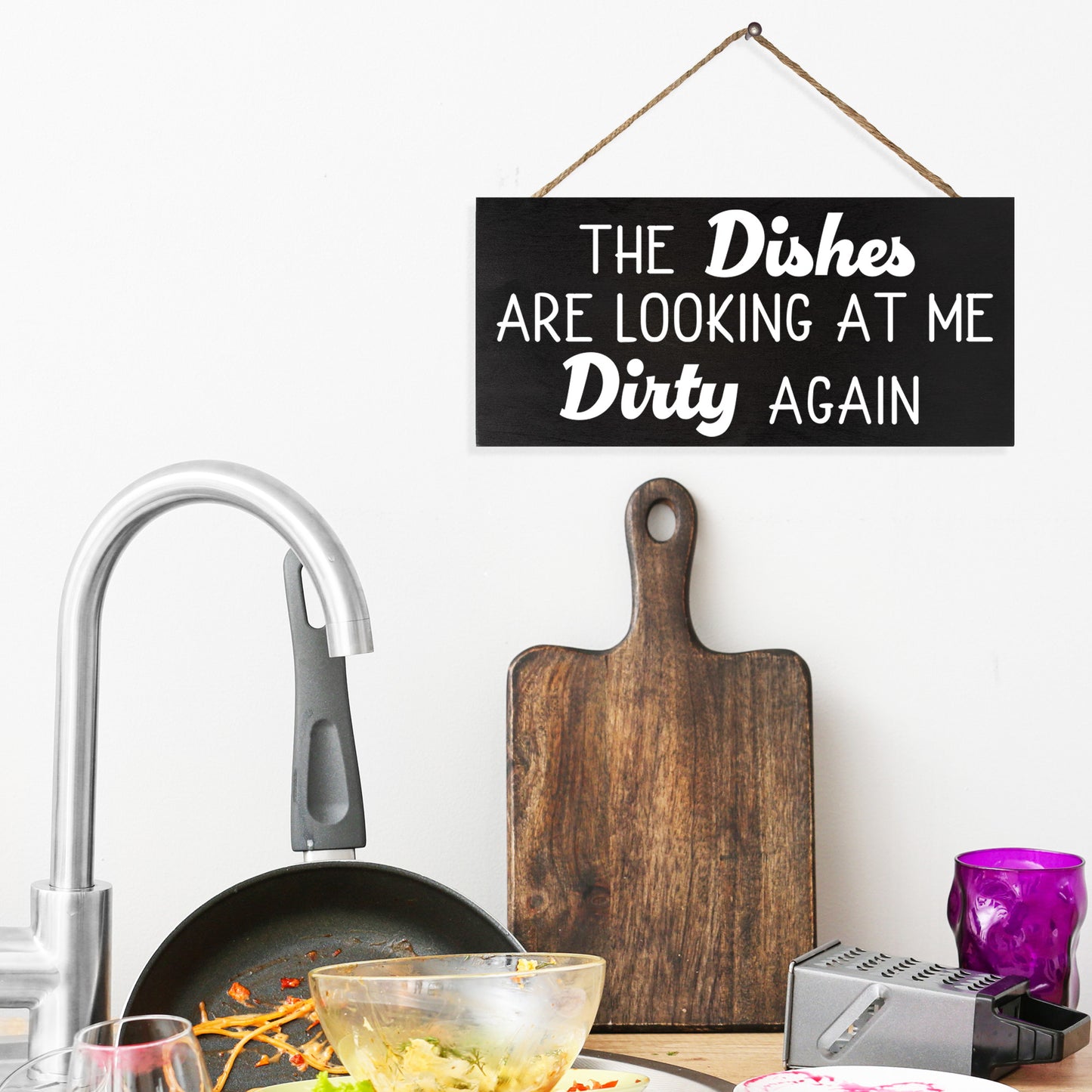 The Dishes are Looking at Me Dirty Again, Funny Kitchen Sign, Farmhouse Kitchen Decor, Made in USA