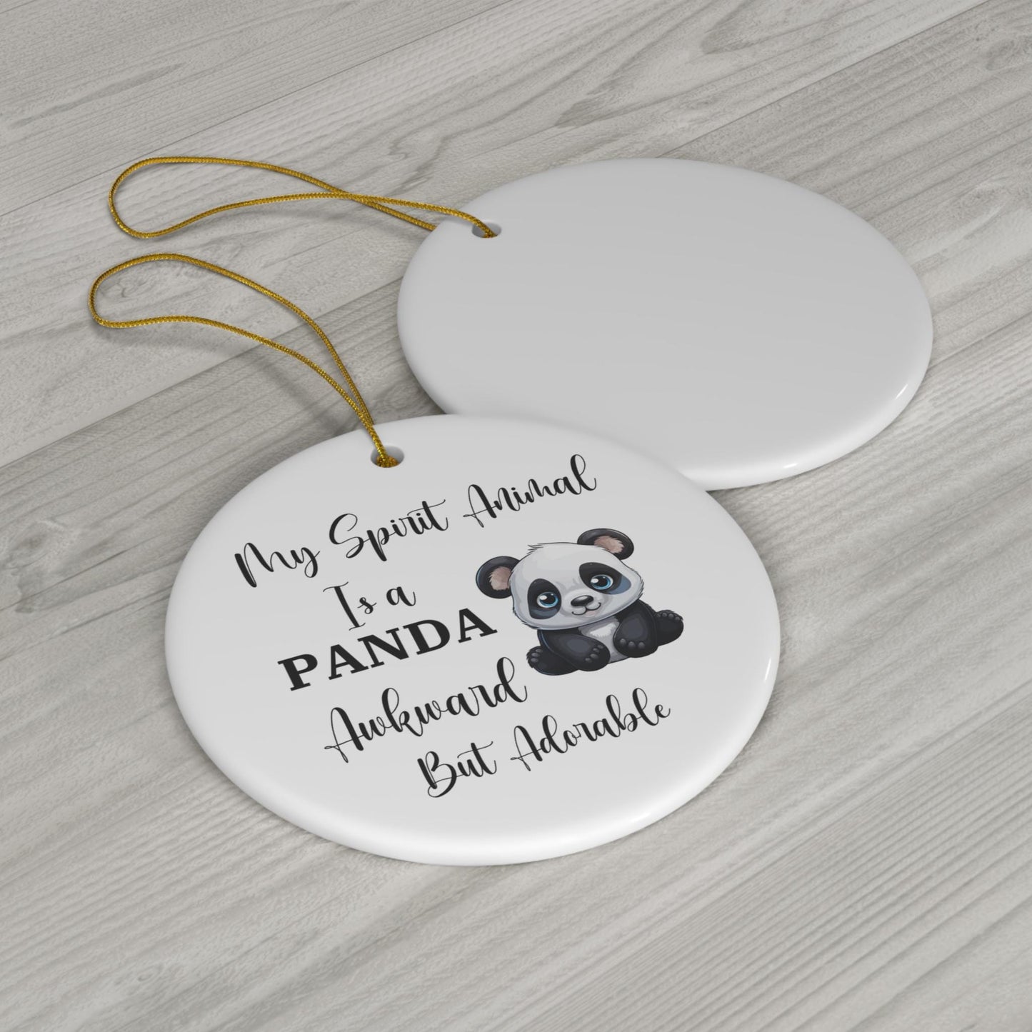 My Spirit Animal Is a Panda Ceramic Ornament, Funny Awkward But Adorable Gift, Cute Animal Christmas Tree Decoration, Panda Lover Ornament