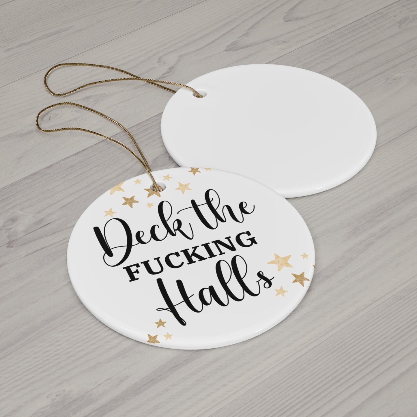 Christmas Ceramic Ornament, Deck the Fucking Halls Funny Holiday Gift, Friends Coworkers, Xmas Tree Decor, Secret Santa Present