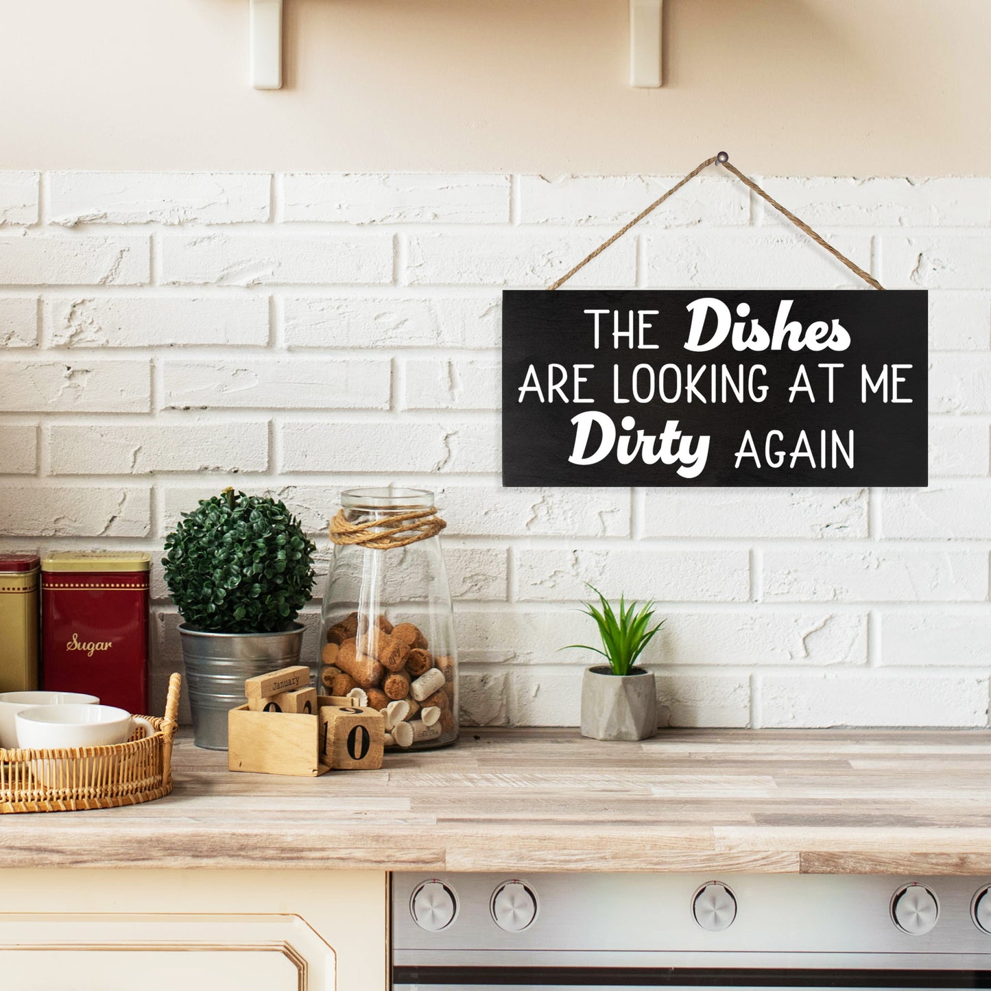 The Dishes are Looking at Me Dirty Again, Funny Kitchen Sign, Farmhouse Kitchen Decor, Made in USA
