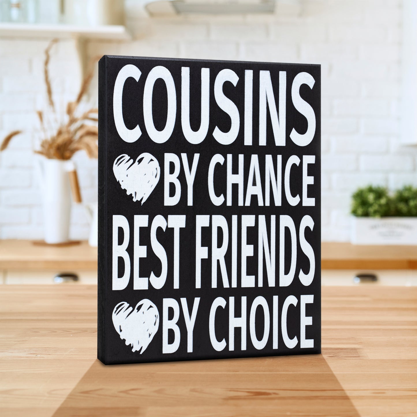 JennyGems Gifts For Women, Cousins By Chance Best Friends By Choice, Farmhouse Decor, Cousin Gifts, Cool Stuff, Gifts For Cousins, Shelf Decor, Wood Wall Art, Teen Stuff, Family Sign, American Made