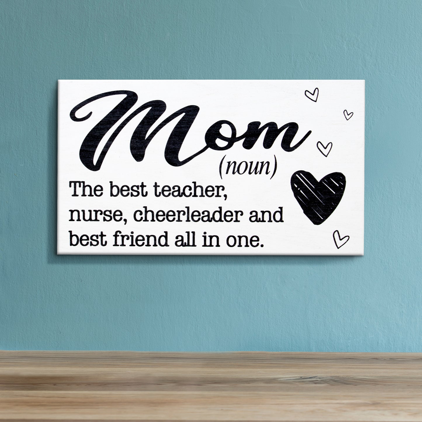 JennyGems Mom Sign - Mom The Best Teacher, Nurse, Cheerleader, and Best Friend All In One - Presents for Mom - Mom Gifts From Daughter, Mother's Day Gift for Mom, Real Wood