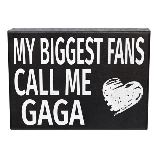 JennyGems Gifts for Gaga, Gaga Gifts from Granddaughter Grandson, My Biggest Fans Call Me Gaga Wood Sign, Gaga Gifts for Christmas, Gaga Birthday Gifts from Grandkids