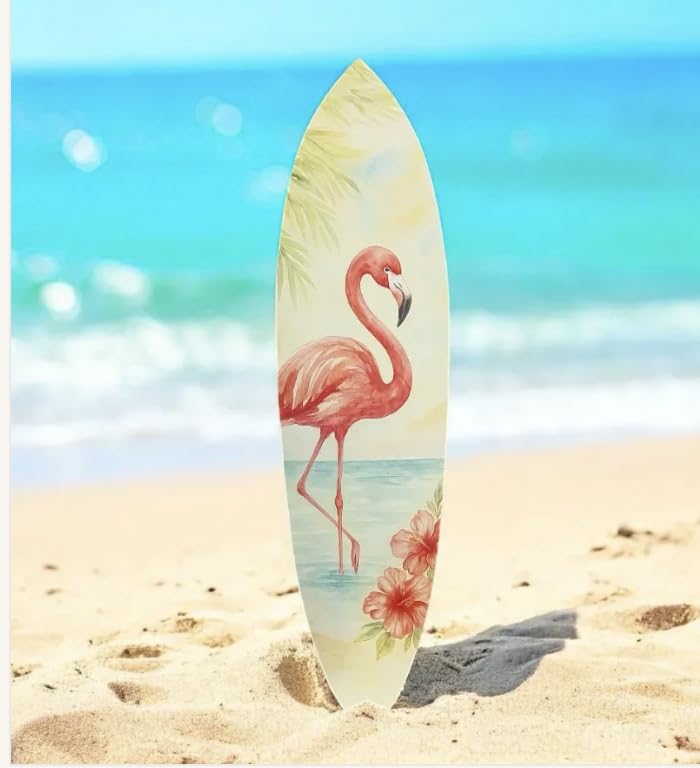 Flamingo Surfboard Wall Art, Indoor Outdoor