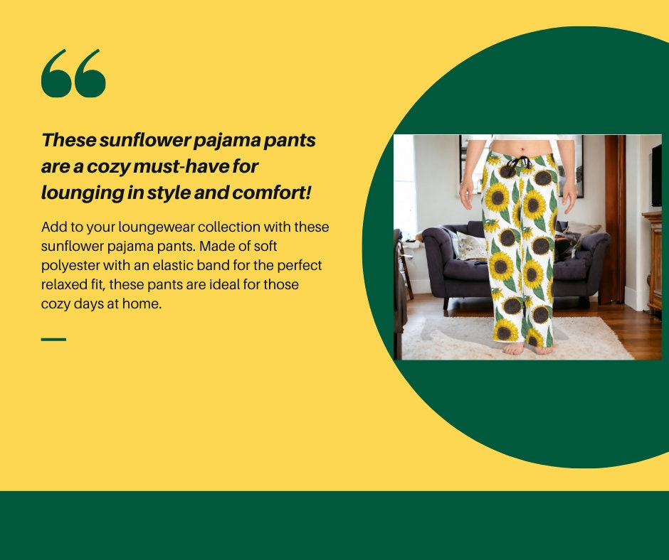 Sunflower Pajama Pants – Cozy Women's Loungewear, Perfect Christmas Gift for Sunflower Lovers, Comfortable Pajama Bottoms, Holiday Gift Idea