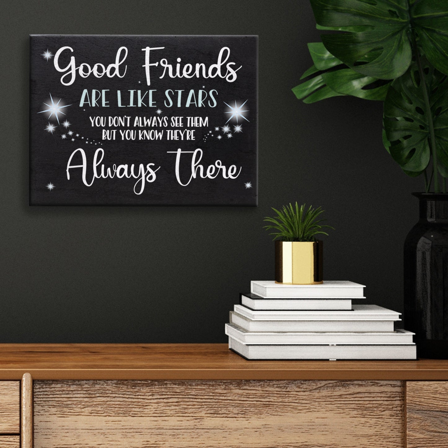 JennyGems Good Friends Are Like Stars, Friendship Gifts, Birthday Gifts for Friends, 8x6 Inch Wood Sign, Good Friends Gifts Sign Decor, Graduation Going Away Gifts for Friend
