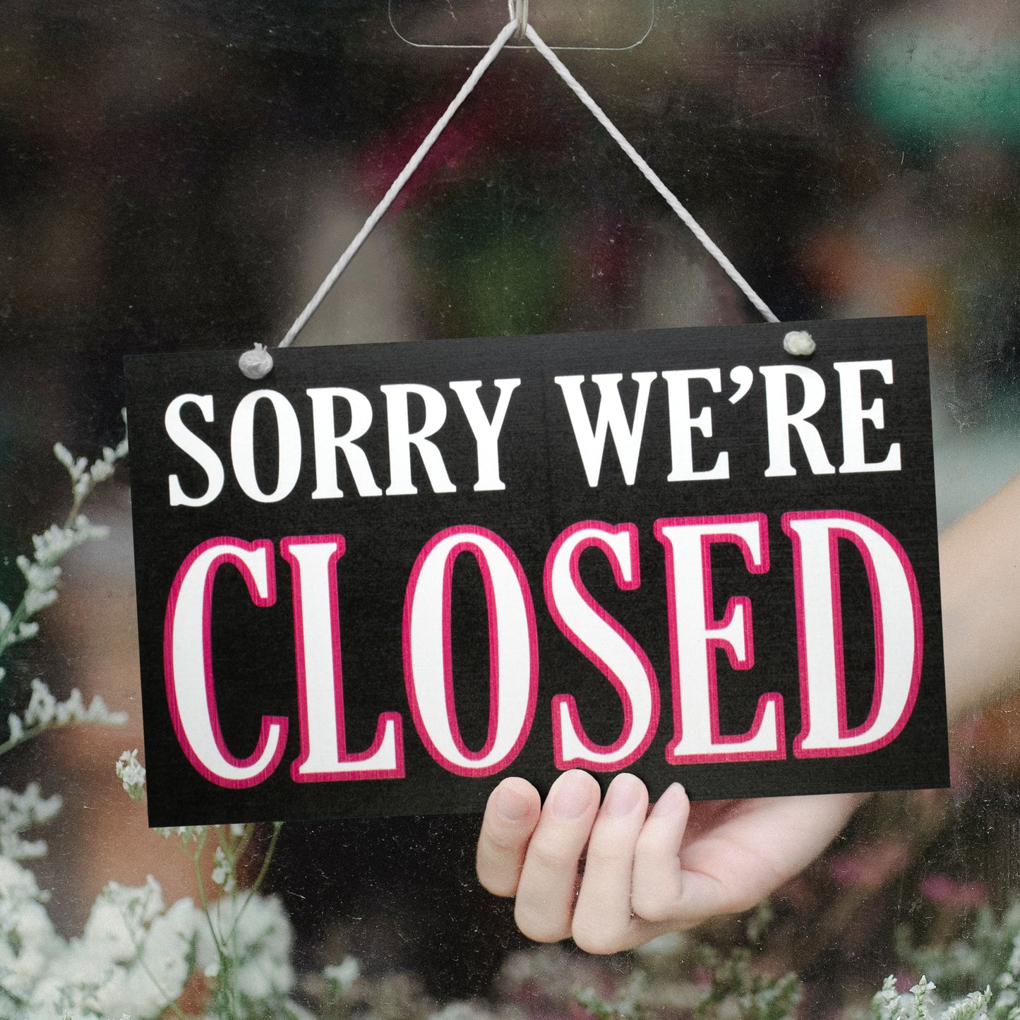 Business Open and Closed Door Sign, Reversible