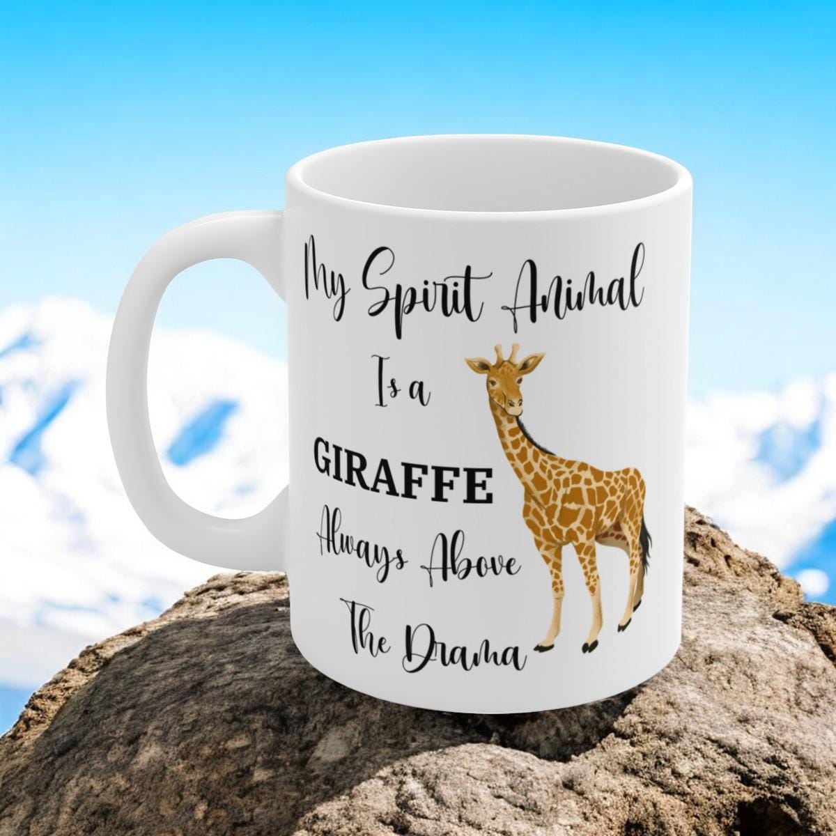 My Spirit Animal Is a Giraffe Coffee Mug, Funny Giraffe Lover Gift, Always Above the Drama, 11oz Ceramic Mug, Giraffe Lover Gift