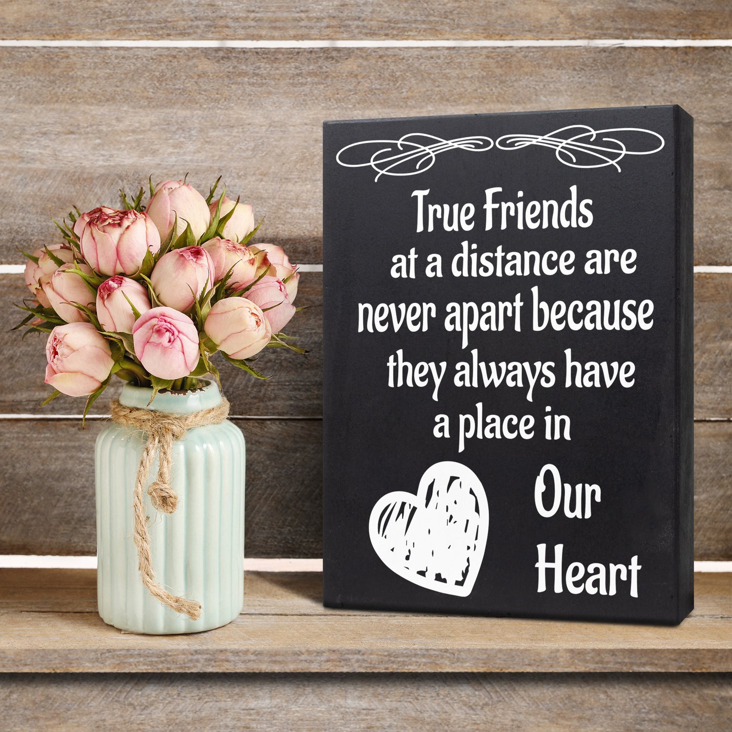 JennyGems True Friends At A Distance Are Never Apart Sign, Friend Gifts, Going Away Gifts For Friends, Long Distance Friendship Sign