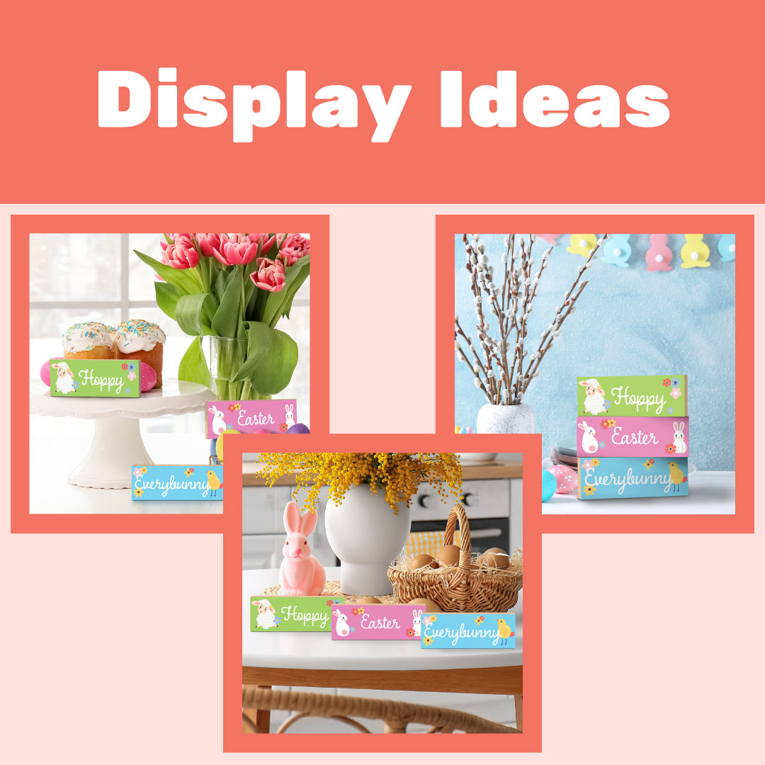 Hoppy Easter Everybunny Wooden Block Sign Set - 3pc