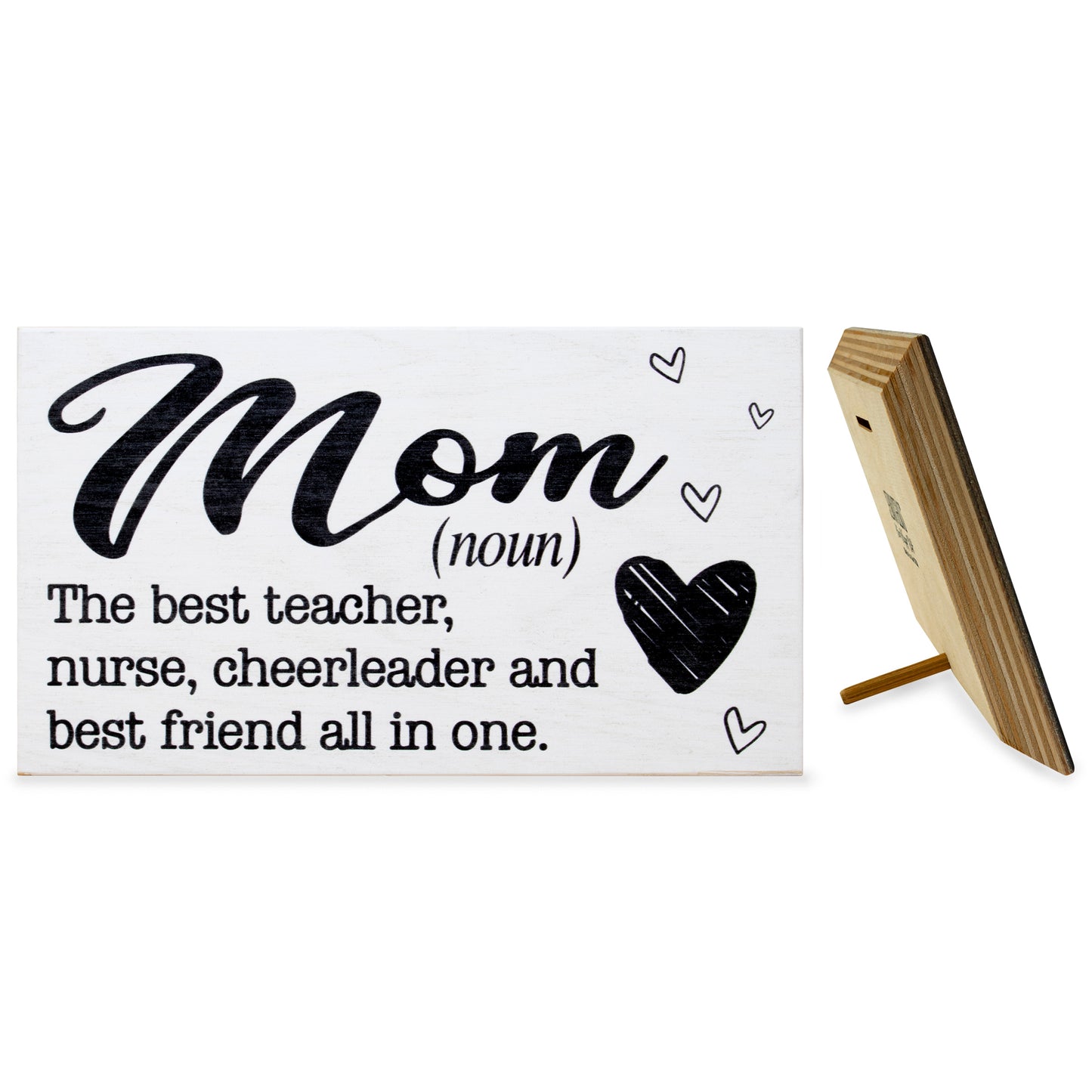 JennyGems Mom Sign - Mom The Best Teacher, Nurse, Cheerleader, and Best Friend All In One - Presents for Mom - Mom Gifts From Daughter, Mother's Day Gift for Mom, Real Wood