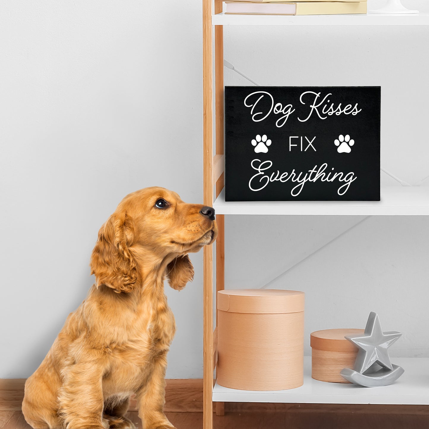 Dog Kisses Fix Everything Wooden Sign