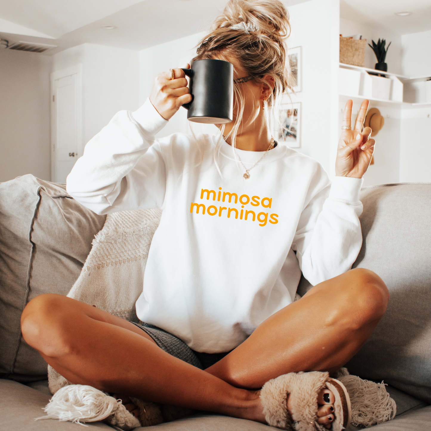 Mimosa Mornings Sweatshirt, Brunch Lover Gift.