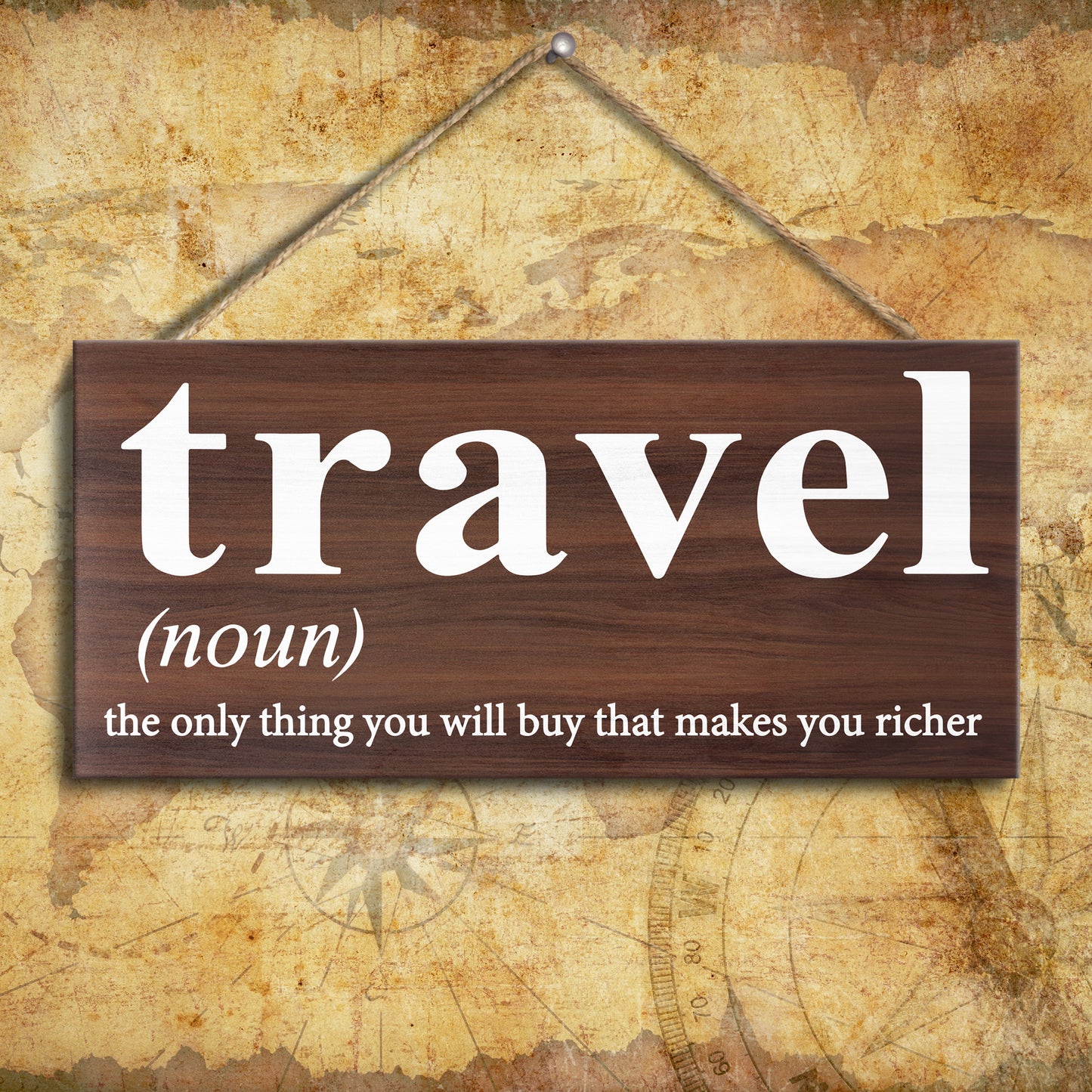 JennyGems Travel Sign, 13x6 Hanging Wood Wall Decor, Travel the Only Thing You Will Buy That Makes You Richer, Travel Gifts, Farmhouse Rustic Decor, Travel Themed Home Accent, Travel Room Decoration, Gifts for Travelers