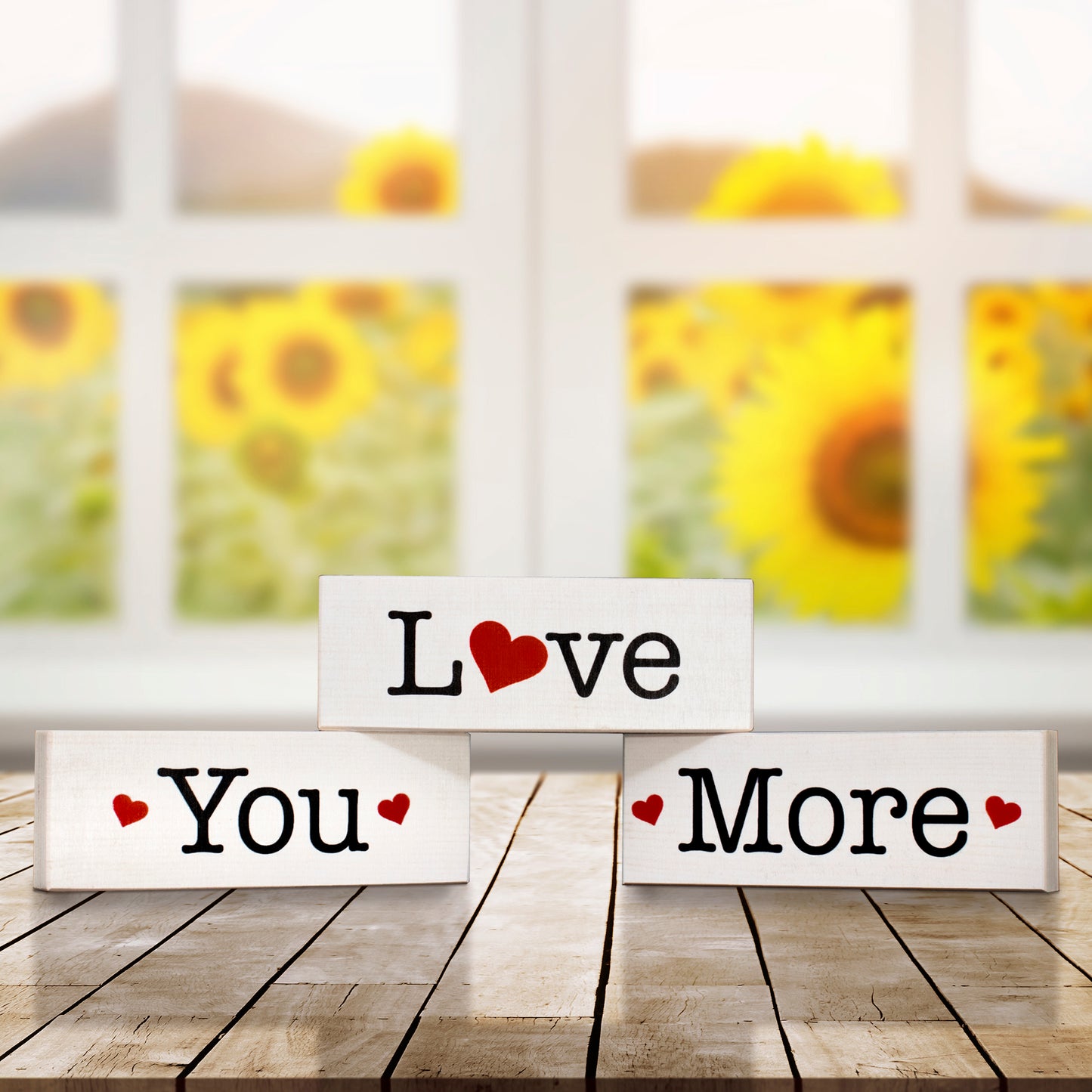 Valentines Day Decor, Love You More 3 Piece Wooden Block Sign Set