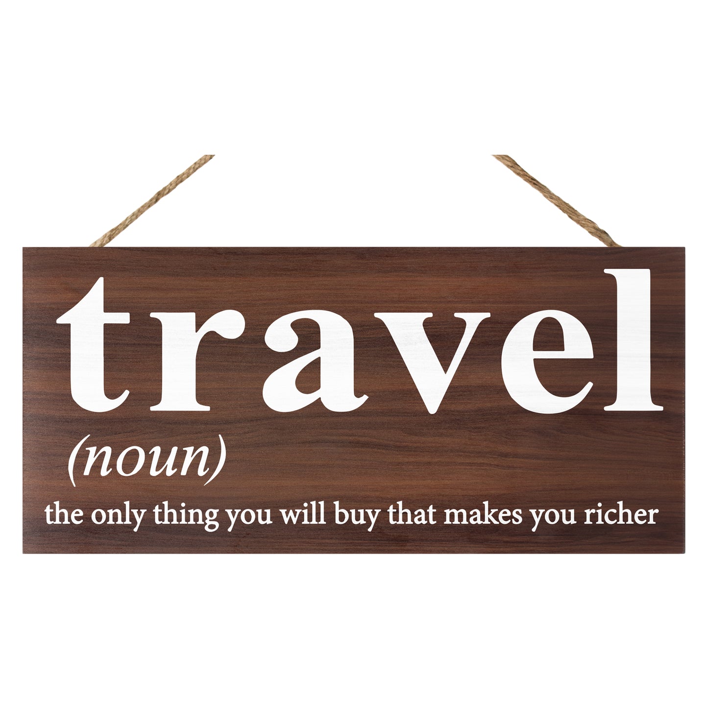 JennyGems Travel Sign, 13x6 Hanging Wood Wall Decor, Travel the Only Thing You Will Buy That Makes You Richer, Travel Gifts, Farmhouse Rustic Decor, Travel Themed Home Accent, Travel Room Decoration, Gifts for Travelers