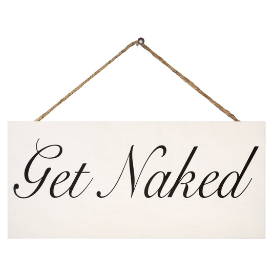 JennyGems Farmhouse Bathroom Wall Decor, 13x6 Inch Get Naked Sign for Bathroom, Funny Bathroom Wall Decor, Half Bathroom Decor, Cute Bathroom Wall Art, Bathroom Signs, Restroom Decor, Rustic Home Decor