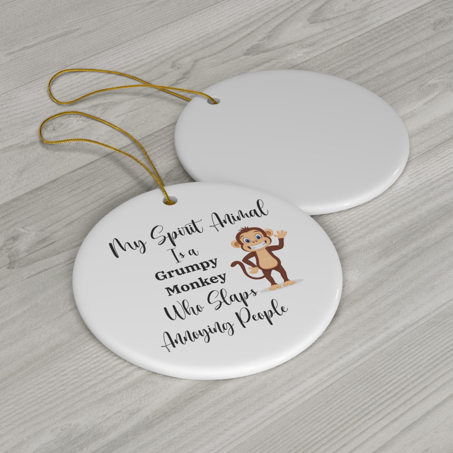 Funny Christmas Ornament - Grumpy Monkey Spirit Animal, Sassy Holiday Decor, Animal Lover Gift, Quirky Xmas Decoration, Unique Tree Ornament